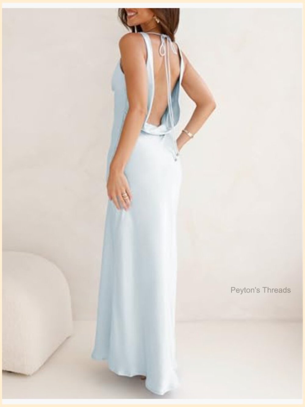 Satin Cowl Neck Backless Maxi Dress Sleeveless Formal Party Gown - Picture 2 of 7
